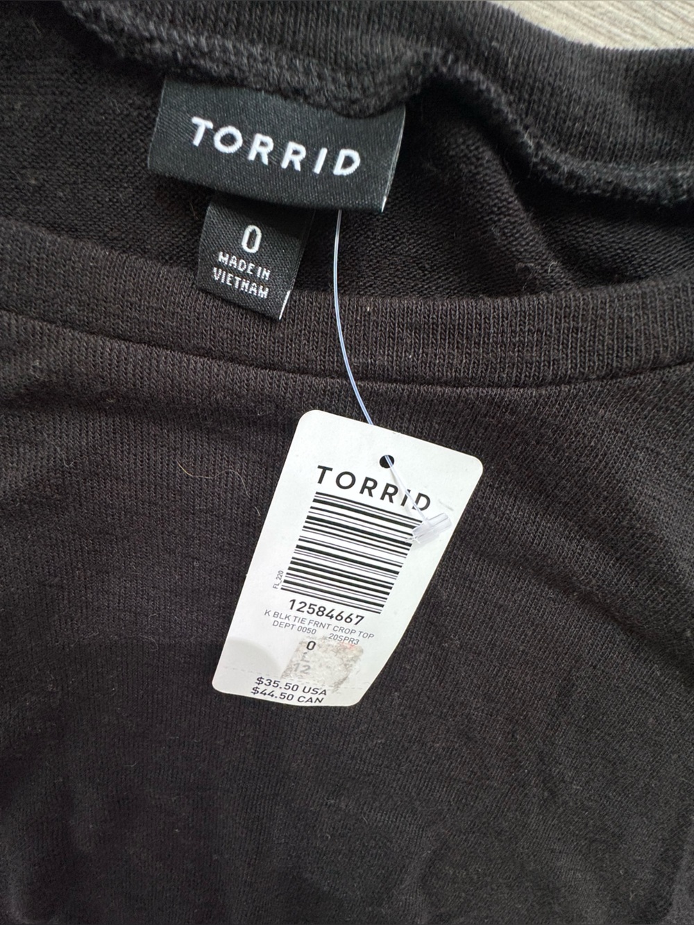 New Torrid Black Drawstring Crop Tee